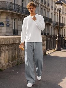 <b>Men's</b> Gray Cotton Sweatpants Elastic Waist Drawstring Casual <b>Loose</b> Fit Side Pockets Breathable Autumn <b>Joggers</b> - Product Image 5