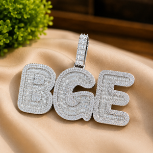 Baguette Cut Moissanite Customs <b>Pendant</b> 925 Sterling Silver Micro Insert Hip Hop Charm Gift for Him - Product Image 5