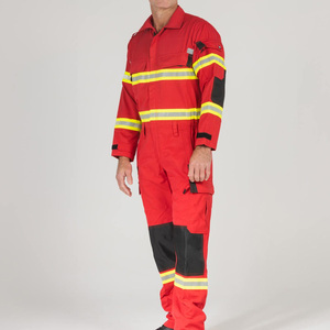 Unisex Red Flame Retardant <b>Waterproof</b> Water Resistant Workwear Coveralls Reflective High Visibility Industrial Safety Uniform - Product Image 3