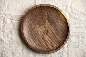 Acacia Wood Plate Divided Plate for Adults <b>Dinner</b> Wood Plates Round Wooden <b>Tray</b> Food Platters for home use - Product Image 2