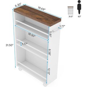 4 Tier Slide Slim Utility Storage Cart Rolling Narrow Kitchen <b>Wheels</b> <b>Small</b> Place Skinny Laundry Cart with Kitchen Cart <b>Wheels</b> - Product Image 4