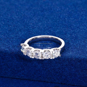Classic Round Cut Moissanite Band <b>Ring</b> <b>925</b> Sterling <b>Silver</b> Elegant Multi Stone Wedding Jewelry For Women Bridal Gift - Product Image 1