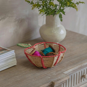 Bohemian <b>Small</b> Wicker Paper <b>Basket</b> With Handles Handwoven Paper Storage <b>Basket</b> Organizer Mini <b>Basket</b> Home Decor Gift <b>Basket</b> - Product Image 1