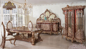 Chaises de table à manger de luxe or brillant polonais ensemble de table à manger 8 places fabriquées à la main salle à manger de luxe brillante polie - Product Image 6