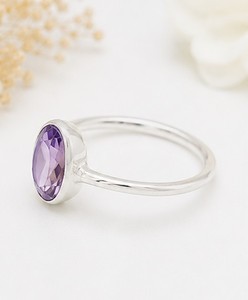 Anillo de Amatista Natural, Anillo de Plata de Ley, Anillo de Amatista Ovalada, Anillo de Piedra Preciosa Púrpura, Anillo de Amatista Natural Hecho a Mano, Piedra de Nacimiento de Febrero - Product Image 3