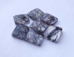 พลอยรูไทล์สีดำธรรมชาติ รูปทรงสี่เหลี่ยมผืนผ้า แบบตัดเช็คเกอร์ ขนาดปรับเทียบแล้ว สำหรับทำเครื่องประดับ - Product Image 5