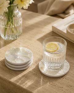 Ensemble de dessous-de-verre décoratifs en nacre faits à la main, accessoires de table pour cadeau de mariage, décoration intérieure - Product Image 2
