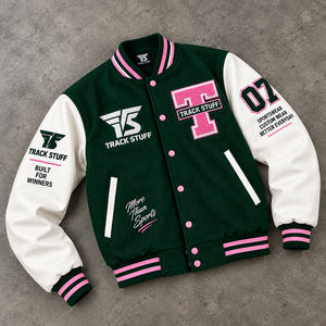 <b>Track</b> Stuff Custom <b>Mens</b> Varsity Letterman <b>Jacket</b> Wool Cotton Stand Collar Custom Embroidered Logo Front Streetwear Winter - Product Image 5