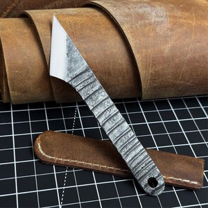 Carbon Steel Sheepsfoot Knife With Leather Handle Straight Edge 0.6mm Thickness <b>Crafting</b> <b>Tool</b> Non Adjustable Blade - Product Image 6