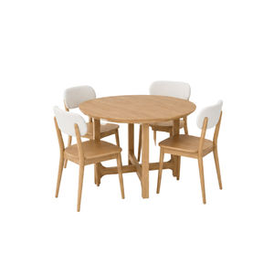 Juego de Comedor ARTERRA de Lujo Estilo Japandi en Madera de Teca, Sillas con Respaldo Acolchado Ecológicas y Modernas, Muebles Multiusos para Comedor - Product Image 2