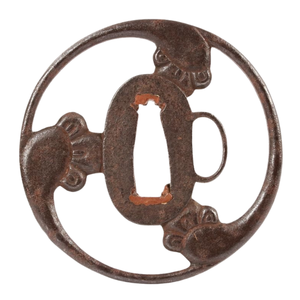 Tsuba japonais de la période Edo en fer, motif Sukashi, garde de sabre rond, non marqué - Product Image 2