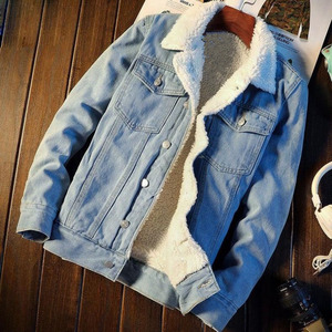 Fashion Classic Plus Size <b>Mens</b> <b>Fleece</b> Sherpa <b>Lined</b> Denim <b>Jacket</b> Wholesale Autumn Winter Casual Bomber <b>Jacket</b> Printed - Product Image 5