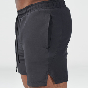 Shorts pour hommes à taille élastique, couleur unie, séchage rapide, décontractés, taille mi-haute, en tissu polyester tricoté - Product Image 4