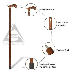 Bâtons de marche en bois massif de qualité supérieure, modernes, légers, durables et antidérapants - Product Image 2