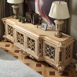 Mueble de TV Clásico de Lujo Hecho a Mano, Estilo Europeo, Madera de Caoba Tallada, Muebles para Sala de Estar para Apartamento, Indonesia - Product Image 2