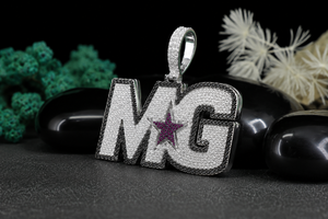 <b>Custom</b> MG Letter Pendant 925 Sterling Silver Iced Diamond Look <b>Name</b> Logo Hip Hop Luxury Engagement Wedding Moissanite Pendant - Product Image 2