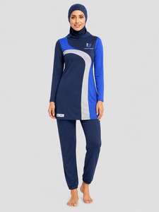 Nouvelle Collection Ensemble burkini modeste Maillot de bain à manches longues Maillot de bain sportif Burkinis islamiques Uni Coupe haute Lettres/Imprimés - Product Image 1