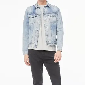 Veste en jean en coton personnalisée pour homme avec fermeture éclair, doublure en duvet, vêtement d'extérieur confortable pour la saison hivernale - Product Image 3