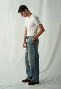 <b>Men's</b> Denim <b>Jeans</b> Vintage Street Wear Baggy Wide Leg Pants <b>High</b> <b>Waist</b> <b>Jeans</b> Pants at Wholesale OEM <b>Men</b> Denim Pant Cheap Price - Product Image 3