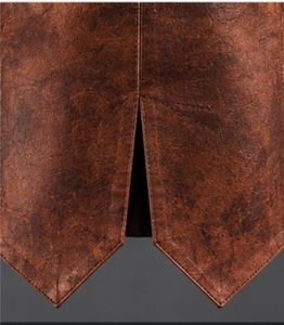 Chaqueta de Cuero Marrón para Hombre con Cuello Alto y Cierre de Botones - Product Image 4