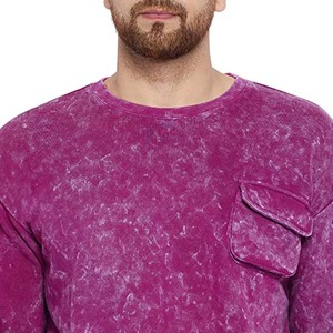 Ensemble de survêtement en polaire pour homme, couleur unie violet, col rond, manches longues, poches cargo, vêtements décontractés d'hiver, taille adulte - Product Image 5