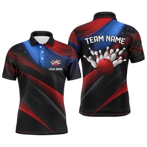 Custom <b>Bowling</b> Polo Shirt Men's Short Sleeve Sublimation Printed Team Jersey 100% Polyester Knitted Casual Plus Size - Product Image 4