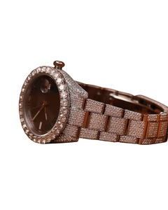 Montre de luxe classique carrée en acier inoxydable à quartz, sertie de diamants, pour homme, avec cadran noir romain en moissanite VVS, personnalisable, style Hip Hop - Product Image 2