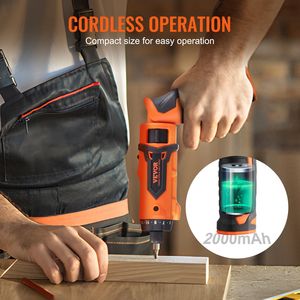 4V 7Nm Electric Cordless <b>Screwdriver</b> <b>Set</b> Rechargeable Power Screw Drivers 11 Accessory Kit Charging Cable LED Light Dual Pos - Product Image 6