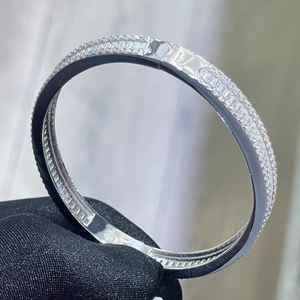 Bracelet jonc unisexe classique et tendance, diamant Moissanite couleur D VVS, plaqué or, argent 925, passe le testeur de diamant Dvars Diamond - Product Image 5