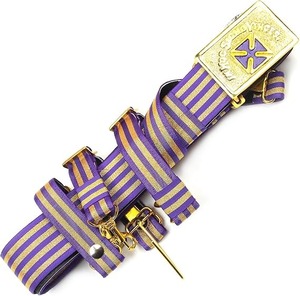 Ceinture rayée faite à la main avec emblème croix, boucle dorée, accessoire de décoration textile, type de tissu : simili cuir - Product Image 3
