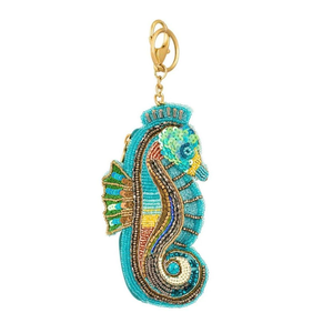 Llavero de Caballito de Mar Clásico Hecho a Mano con Cuentas de Semillas, Ecológico, Azul Océano, Amuleto de Animal Marino, Regalo Costero para Amantes del Océano - Product Image 4