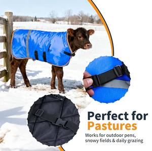 <b>Fleece</b> <b>Lined</b> Insulated Calf Coat <b>Waterproof</b> Reflective Strip Adjustable Livestock <b>Jacket</b> Goat Sheep Donkey Winter Blanket - Product Image 3
