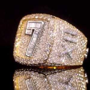 925 Sterling <b>Silver</b> Custom Number <b>Ring</b> VVS Moissanite Diamond Iced Out Hip Hop Statement Pinky <b>Ring</b> For <b>Men</b> Jewelry - Product Image 3