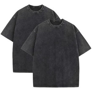 Oversized Streetwear Fashion OEM Men's <b>T</b>-<b>Shirt</b> Front Logo Breathable <b>Polyester</b>/Cotton Casual Jersey Acid Wash 340g High Quality - Product Image 6
