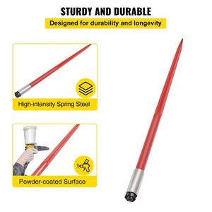 Forca per balle di fieno da 49 pollici con attacco rapido, capacità 4500 libbre, con forche per balle rivestite in rosso da 1 3/4 pollici di larghezza, per macchine agricole - Product Image 3