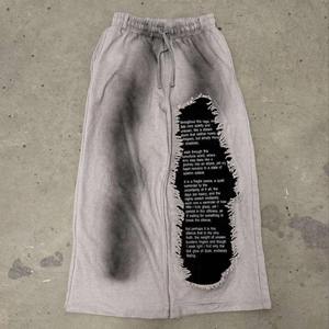 Pantalones Deportivos de Algodón Grueso de Alta Calidad con Bordado Personalizado, Pantalones Deportivos Anchos y Holgados con Lavado Vintage Desgastado - Product Image 1
