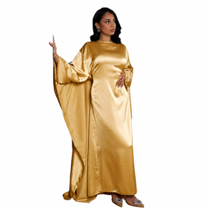 New Customized Casual Loose Fitting <b>Abaya</b> Full Sleeve Length Silk Satin Fabric Anti-Wrinkle Modest Women Wear - Product Image 1