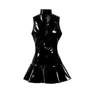 Vestidos de Cuero Negros sin Mangas al por Mayor para Damas, Vestido Sexy con Cierre para Club, Ropa de Cuero para Mujer - Product Image 4