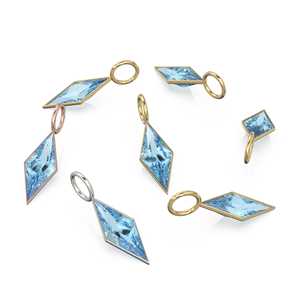 Colgante de oro macizo amarillo de 18k con diseño de cometa de aguamarina / Colgante con bisel para joyería, piedra de nacimiento de marzo / Amuleto de gema azul natural - Product Image 2