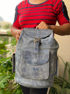 Sac à dos unisexe élégant en cuir suédé, fait à la main, véritable, unisexe - Product Image 3