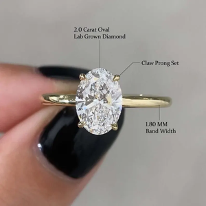 แหวนเพชรแท้ทรงรี Tishya Diamond ผลิตในห้องปฏิบัติการ ทองคำแท้ 10K สไตล์วินเทจ สำหรับวันครบรอบและขอแต่งงาน - Product Image 2