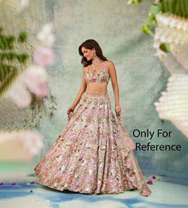 Magnifique Lehenga Dupatta indien de créateur pour femme, en Faux Georgette, avec broderie de sequins, infroissable, idéal pour les fêtes - Product Image 1
