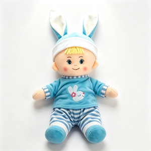 customized stuffed bedtime <b>doll</b> for kids, blue striped pajamas plush <b>doll</b>, blonde hair baby plush - Product Image 4