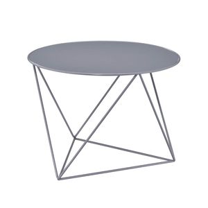 Tavolino Rotondo in Metallo con Finitura Grigia, Eleganti Tavolini da Caffè - Product Image 1