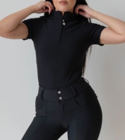 Vêtements de sport pour femmes de haute qualité, légers, en tissu polyester, respirants, à fermeture éclair, manches courtes, séchage rapide