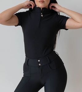 Vêtements d'équitation pour femmes de haute qualité, légers, en tissu polyester, respirants, à manches courtes, décontractés, à séchage rapide - Product Image 5