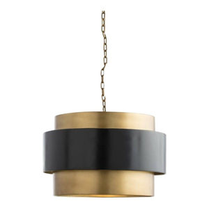 Modern Iron Mini Pendant Light With Antique Brass Finish And Black Accent Band Ideal For Kitchen Island And Dining Room Lighting - Product Image 1