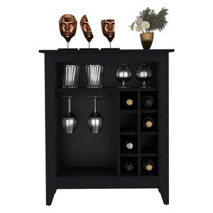 Mobile bar con un ripiano aperto e sei scomparti per bottiglie, design a castello, finitura nero wengue - Product Image 6