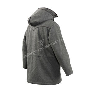Chaquetas de Caza para Hombre Más Vendidas, Invierno, 100% Lana, Transpirables, Logotipo Personalizado, Servicio OEM, Abrigo de Caza con Bordes de Cuero - Product Image 3
