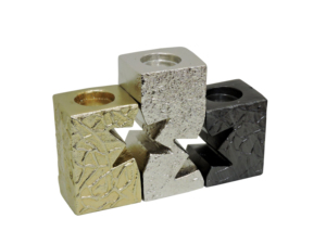 Ensemble de porte-bougies en aluminium, design moderne multi-tonalités en forme de cube, support pour bougies chauffe-plat en métal texturé, pièce de décoration artistique géométrique pour la maison - Product Image 1